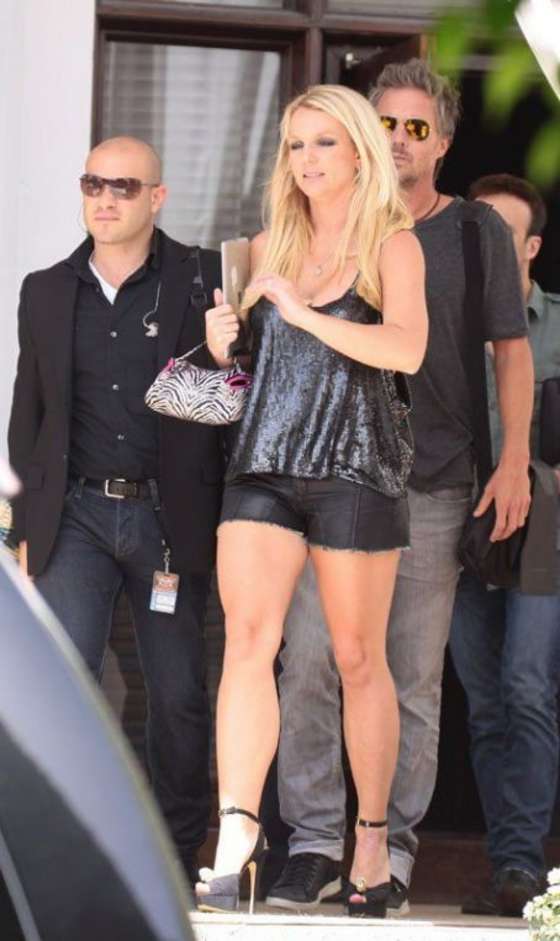 Britney Spears - Black Leather Cut Off Short Shorts In Miami